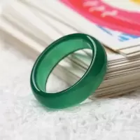 绿色 通灵盛世珠宝 天然玛瑙戒指冰种玉髓玉石戒指本命年指环戒指