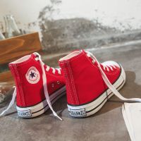 高帮红色 90 高帮帆布鞋男韩版ulzzang潮流板鞋1970s百搭情侣小白鞋学生休闲鞋