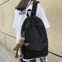单包(不带青蛙挂件) 牛津纺面料黑色[无防盗兜] 书包男 女学生双肩帆布耐磨大容量ins学院风韩版初高中旅行电脑包