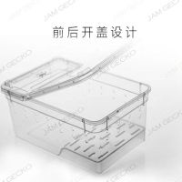 小号水陆缸一体带盖款透白 乌龟缸造景带晒台养乌龟专用缸水陆缸两e栖缸水陆塑料盒养龟盒