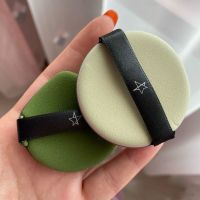 绿色+圆形[送收纳盒] 粉扑气垫棉花糖蛋黄派洗脸扑粉底液专用粉饼收纳盒海绵干湿两用