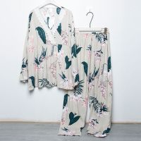 TZ-长袖-RZM-百合花(喇叭女) M（建议体重75-90斤） 春秋夏季人造棉睡衣女特加肥加大300斤胖mm200斤棉