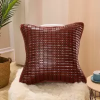 窄边碳化色抱枕套 35*35CM 夏季沙发靠垫套凉席抱枕套夏天麻将竹汽车腰靠办公室客厅靠背套