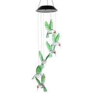 绿色蜂鸟 透明蜂鸟 白色栗子球 太阳能风铃灯蜂鸟造型 栗子球挂件灯