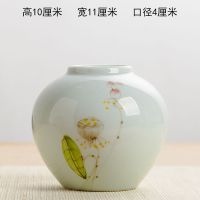 款一 景德镇陶瓷手绘莲花小花瓶茶室摆件干花水培插花器客厅三件套装饰