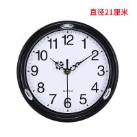 黑色 8英寸（直径21厘米） 德利时静音挂钟客厅钟表卧室挂表时尚大气现代简约时钟家用石英钟