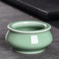 素面小香炉弟窑梅子青 青瓷香炉供奉家用室内礼佛用品摆件供佛烧香平底线香盘香炉插香碗