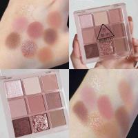 1#粉色亚克力 丹黎纳透明九色亚克力9色眼影盘哑光暖色大地九宫格眼影奶茶百搭