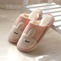 桔红色+& 36-37【适合35-36】_ 秋冬卡通兔子情侣棉鞋室内居家棉拖鞋防滑保暖软底月子鞋毛棉鞋