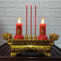 电池款双龙烛台 电池款LED双龙香烛炉电香炉电蜡烛供佛蜡烛香烛灯财神烛台LED蜡烛