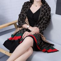 黑卡其 博鸣优选长款披肩加绒加厚保暖百搭秋冬季披肩围巾女两用百搭披肩