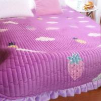 紫色菠萝 90*220cm【直边工约2斤】 水晶绒床盖保暖床单绒毯盖毯榻榻米两层夹棉防滑绒床垫炕毯子床单