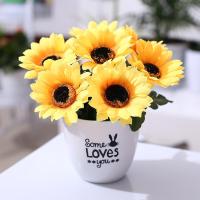 向日葵+Love盆 装饰小盆栽 塑料花假花仿真花套装盆景装饰客厅家居插花盆栽