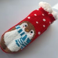 红企鹅 tutuanna圣诞系列加厚保暖防滑可爱麋鹿羊羔绒毛毛袜女士地板袜