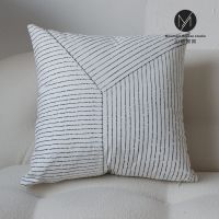 黑白Y线丝绒印花 45x45cm（不含枕芯） 现代简约北欧靠包ins绣花抱枕沙发靠垫靠枕民宿床头靠背绿色橘色