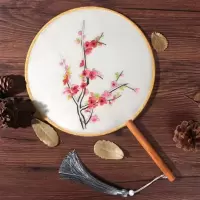 桃花团扇+流苏+材料包 教师节礼物刺绣diy手工扇子风团扇成人孕妇绣刺材料包苏绣套件