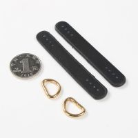 黑色手缝款2套(皮条+浅金色D环) 皮条长约8cm 包包配件牛皮箱包两侧挂耳搭扣黑色深咖啡色钩扣配件挂环cr02