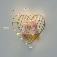 金色爱心款（送灯带+安装包） 创意墙上置物架北欧风墙面壁挂件餐厅卧室房间布置背景墙装饰品