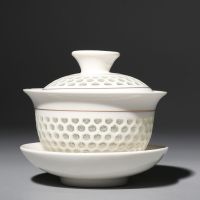 小款如意 景德镇玲珑盖碗青花瓷三才杯小号茶碗敬茶碗陶瓷功夫茶具茶杯