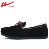 黑色 35 回力女鞋豆豆鞋女冬加绒棉鞋一脚蹬面包鞋毛毛鞋女冬外穿潮鞋子