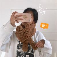 卡其色围巾 冬天保暖奶牛纹帽子围巾手套一体女韩国Ins可爱学生加厚防寒围巾