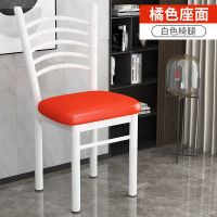 白架-橘色加厚坐垫（四把） 铁艺椅子靠背家用便携简易凳子电脑办公室会议座椅宿舍餐椅培训椅