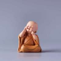 嬉笑人生16B【高5.3CM】_ 迷你慧能小和尚禅意摆件古风办公室茶桌面装饰中国风少林寺纪念品
