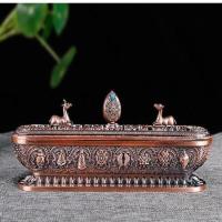 小号古铜色 八吉祥线香盒卧香炉家用室内禅意供佛熏香炉佛具用品