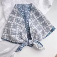 井花蕾丝面蓝 春秋薄款百搭装饰假领子外搭护颈椎围脖子棉麻三角巾小披肩围巾女
