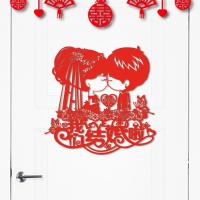 花中吻（送胶点） 结婚用品大全婚房布置房门喜字对联门楣套装浪漫创意结婚婚礼装饰
