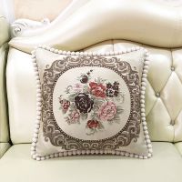 国色天香-粉花 48X48单个外套 靠垫套50x50抱枕被子两用靠垫抱枕两用抱枕少女心抱枕十字绣抱枕