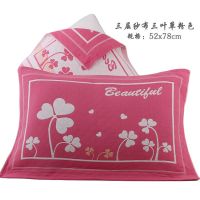 三层纱布枕巾三叶草粉色 一条装 枕巾棉线枕头巾单人一对装一条装纱布不起球不掉色不掉毛挤压库存