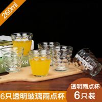 6只玻璃杯 260ml透明雨点杯 家用玻璃杯泡茶杯水杯套装加厚耐热玻璃喝水杯果汁杯花茶杯带杯架
