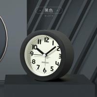 T86-黑色[带夜灯+走时静音+送电池] 9.5厘米 北欧风格简约静音小闹钟学生用专用儿童夜光床头钟表创意卧室时钟