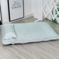 浅绿格子 全可拆洗 送枕头 S(65*45*8)适合14斤内 狗窝四季通用柯基法斗窝垫子可拆洗宠物狗狗用品柴犬金毛中小型