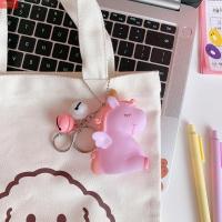 粉色小马钥匙扣 Ins梦幻可爱小马软胶公仔发声钥匙扣独角兽挂件少女心包包挂饰