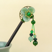 绿色 簪长约18厘米 气质绿色发饰女成年古风木制盘发簪子优雅复古典汉服步摇头饰发钗