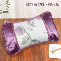 冰丝茶香枕[樱花紫]30*50一只 装[茉莉花+茶梗 夏天凉枕头竹凉枕成人用单人夏季凉爽茶叶藤枕头冰丝麻将凉席枕头