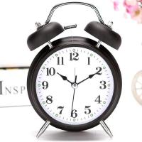 4寸加强版黑色 闹钟学生简约宿舍超响复古夜光初中多功能儿童少女男大声床头闹铃