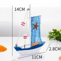 14公分迷您小帆船A 地中海风格创意家居装饰摆设 木质帆船模型小摆件手工艺木船小船