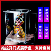 高10cm 透明底:长10*宽10cm 鑫隆开门式亚克力手办展示盒玩具模型防尘玻璃罩透明盒子人仔积木