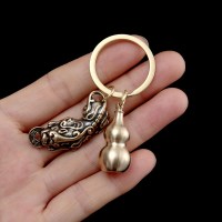 咬钱貔貅+开盖空心葫芦(不含砂 ) 复古铜貔貅开盖葫芦沙沙创意钥匙扣米兰特