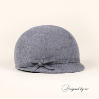 混灰 可调节 帽子女秋冬英伦小礼帽韩版潮百搭骑士帽韩国毛呢帽秋季羊毛毡帽
