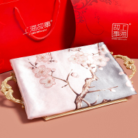 店长推荐 春意桃花 灰粉 [特价今日再减10元] 上海故事披肩大围巾送长辈大方巾春秋礼盒仿 真丝丝巾女送礼妈妈