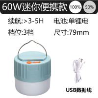 60W单锂电迷你便携款 led太阳能充电超亮帐篷灯露营夜市摆摊灯家用应急移动户外照明灯