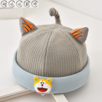 灰色帽身(铃铛猫地主帽) 1-3岁(46-49CM) 均码(魔术贴调节) 宝宝帽子春秋季薄款韩版儿童贝雷帽男童女童可爱超
