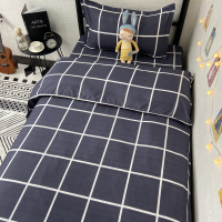 YY-梦格wns 0.9m-1.2m床(被套适合1.5X2米被子)学生床/宿舍单人床三件套 黑白格子复古被套四件套男生寝