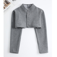 灰色 加绒有领长袖[M] 披肩冬季外搭加厚中老年睡觉保暖防寒月子披肩护肩膀产妇男女通用