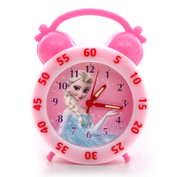 粉红色 DF134[艾莎]粉 儿童创意小闹钟学生卡通静音闹钟时尚可爱卧室床头懒人冰雪小闹钟