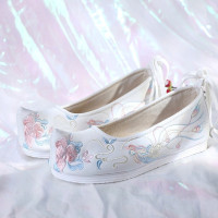 朱雀白 35 秋季原创宋制珍珠流苏唐制古装鞋子女汉服配古风仙女鞋复古绣花鞋